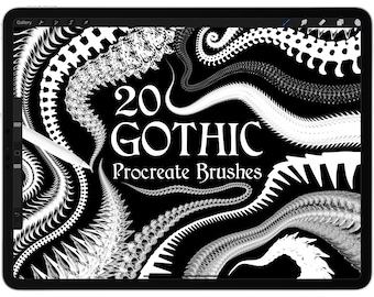 20 Gothic Procreate Brushes / Digital Art Creature Design Alien Illustration Lettering