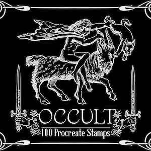 100 Occult Procreate Stamps / Gothic, Esoteric, Witchcraft, Magick, Alchemy, Astrology, Symbols, Sigils, Pagan, Qabalah, Tattoo, Grimoire