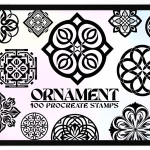 100 Procreate Ornament Stempelbürsten / Dekorative Symbole Procreate Brush Ornamental Symbols Icons