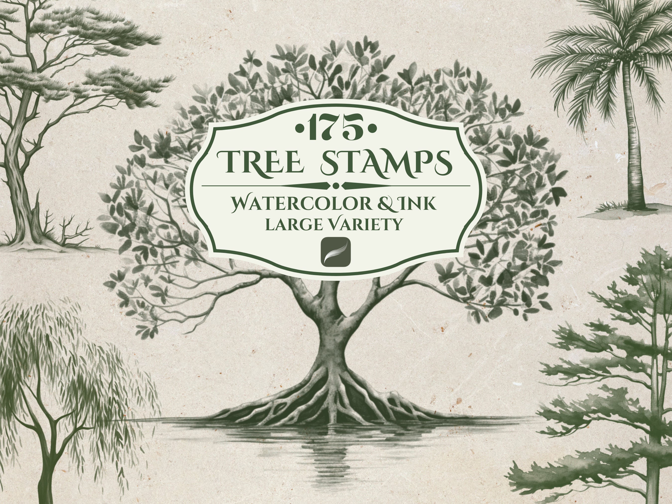 175 Watercolor Tree Stamp Brushes for Procreate (digital Download) - Etsy