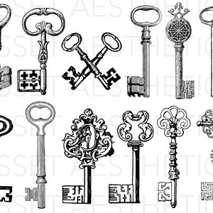 30 Key Procreate Stamp Brushes, Gothic Keys (Digital Download) image 3