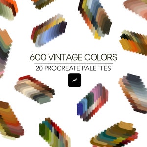 20 Vintage Procreate Color Palettes 600 Colors Bundle / Color Palette Bundle / Fifties Sixties Seventies