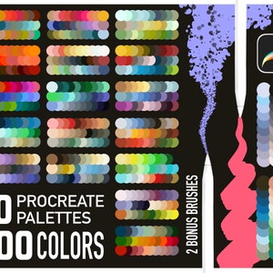 30 Procreate Color Palettes 900 Colors Bundle / 2 Procreate Brushes / Colour Palette Procreate Brush