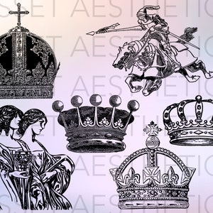 90 MEDIEVAL Procreate Stamp Brushes / Medieval Castles Knights Royalty Crowns Military Fantasy Armor Horses Jousting Weapons Fairytale image 6