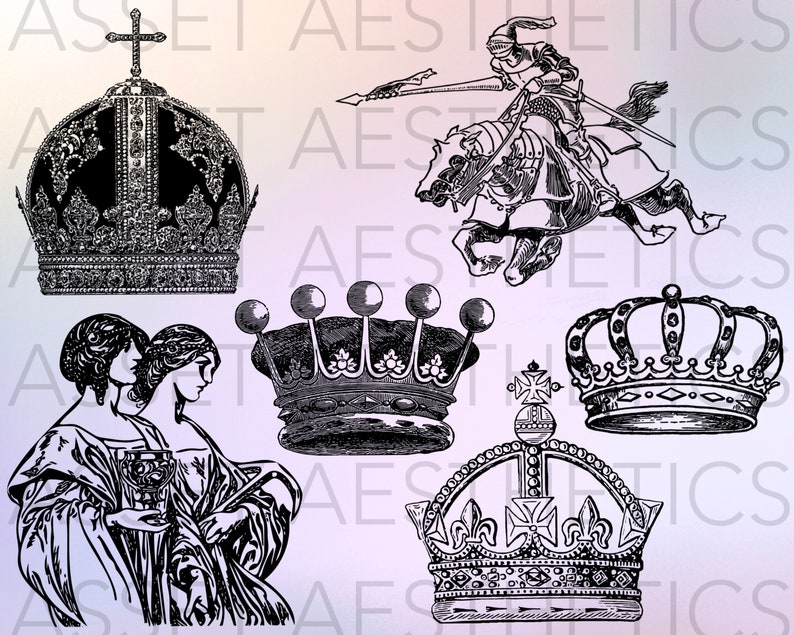 90 MEDIEVAL Procreate Stamp Brushes / Medieval Castles Knights Royalty Crowns Military Fantasy Armor Horses Jousting Weapons Fairytale image 6