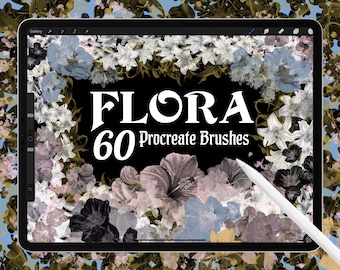 60 Flora Procreate Brushes, Botanical Illustration (Digital Download)
