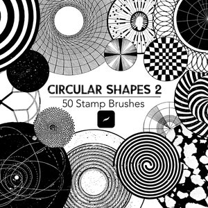 50 Circular Procreate Stamp Brushes Pt 2 / Circles Graphs Blueprints Science Stamps Procreate Brush Technology Abstract Shapes Engineering