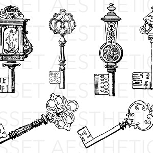30 Key Procreate Stamp Brushes, Gothic Keys (Digital Download) image 4