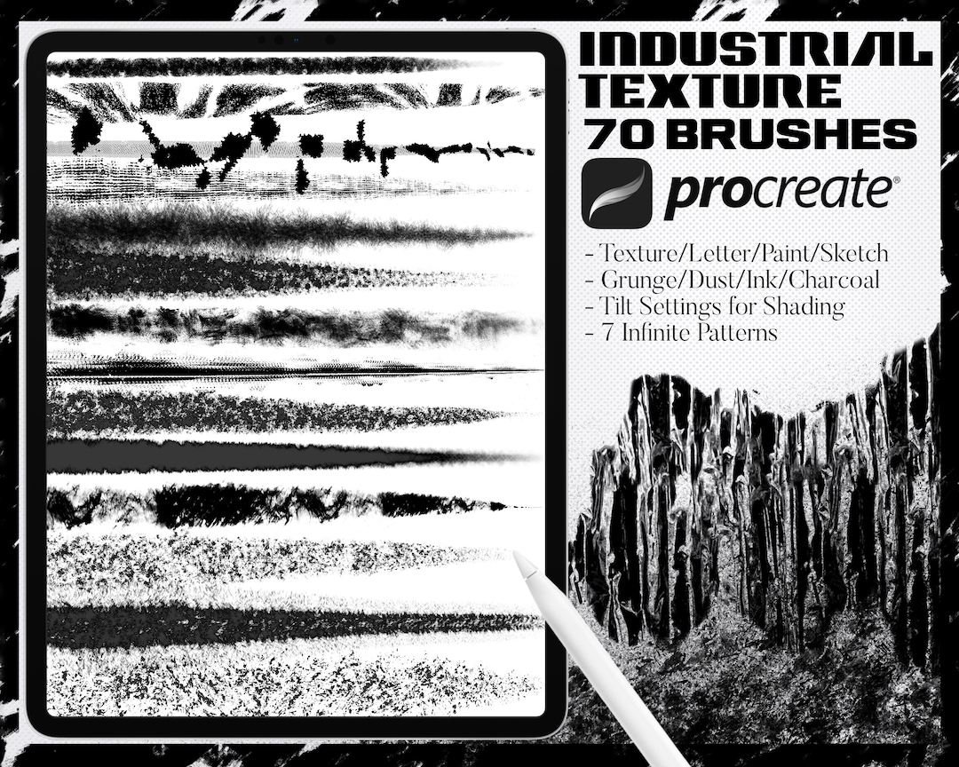 Buy 70 Procreate Brushes/industrial Grunge Brush  Pack/digital,art,design,painting,drawing,texture,lettering,sketch,gothic,dirt,dust,ink,pencil  Online