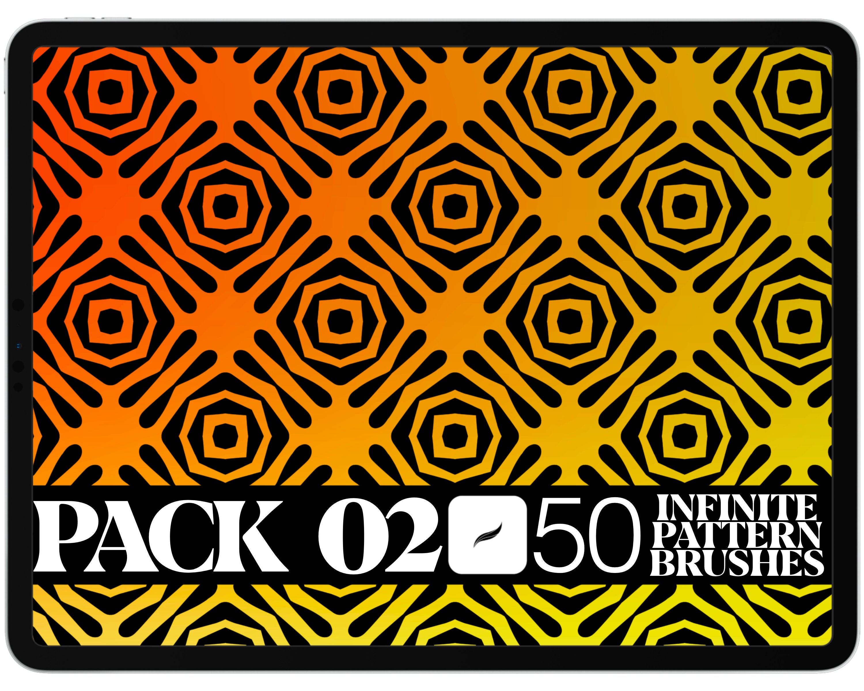 50 Geometric Procreate Pattern Brushes Pack 02 – Seamless Abstract Geometry Texture Set