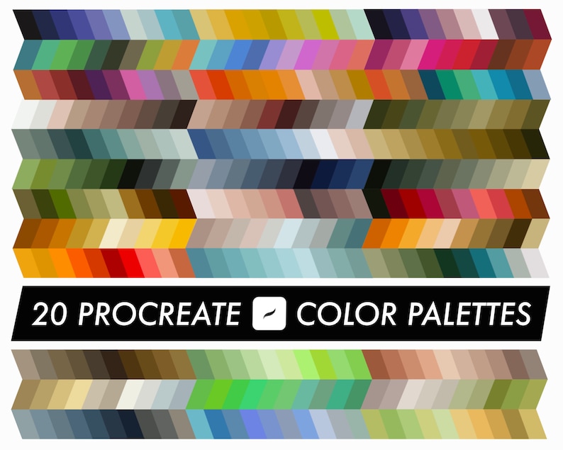 20 Procreate Color Palettes 600 Colors Bundle / 10 BOLD & 10 SUBTLE