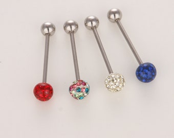 Diamond Tongue Ring Etsy