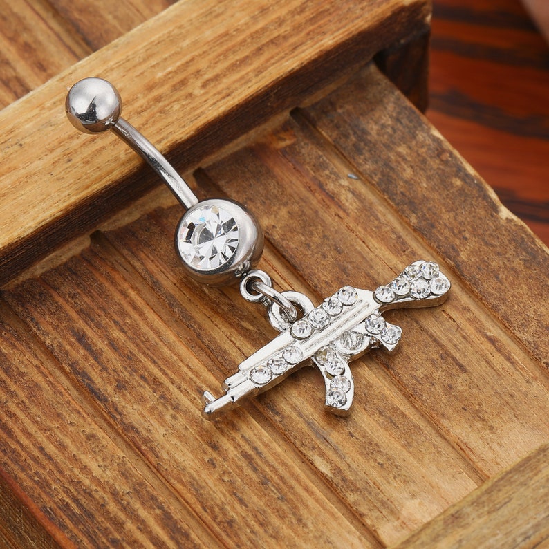 Belly Button Jewelry Machine gun belly ring Navel Piercing Etsy