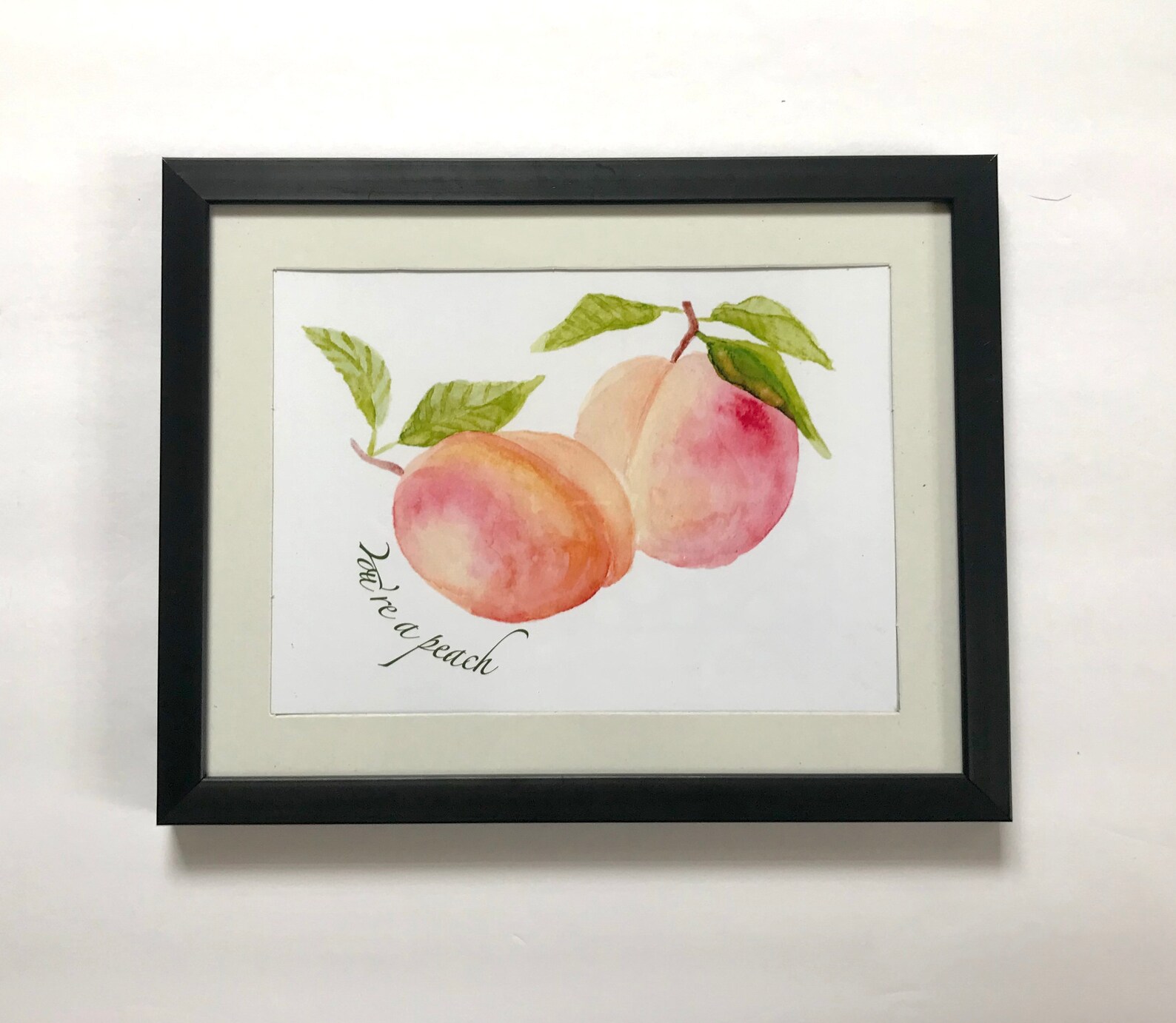 Watercolor peaches painting with sayings Peachy Clean Just Etsy