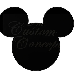 May include: Black silhouette of Mickey Mouse's head with two large, round ears.