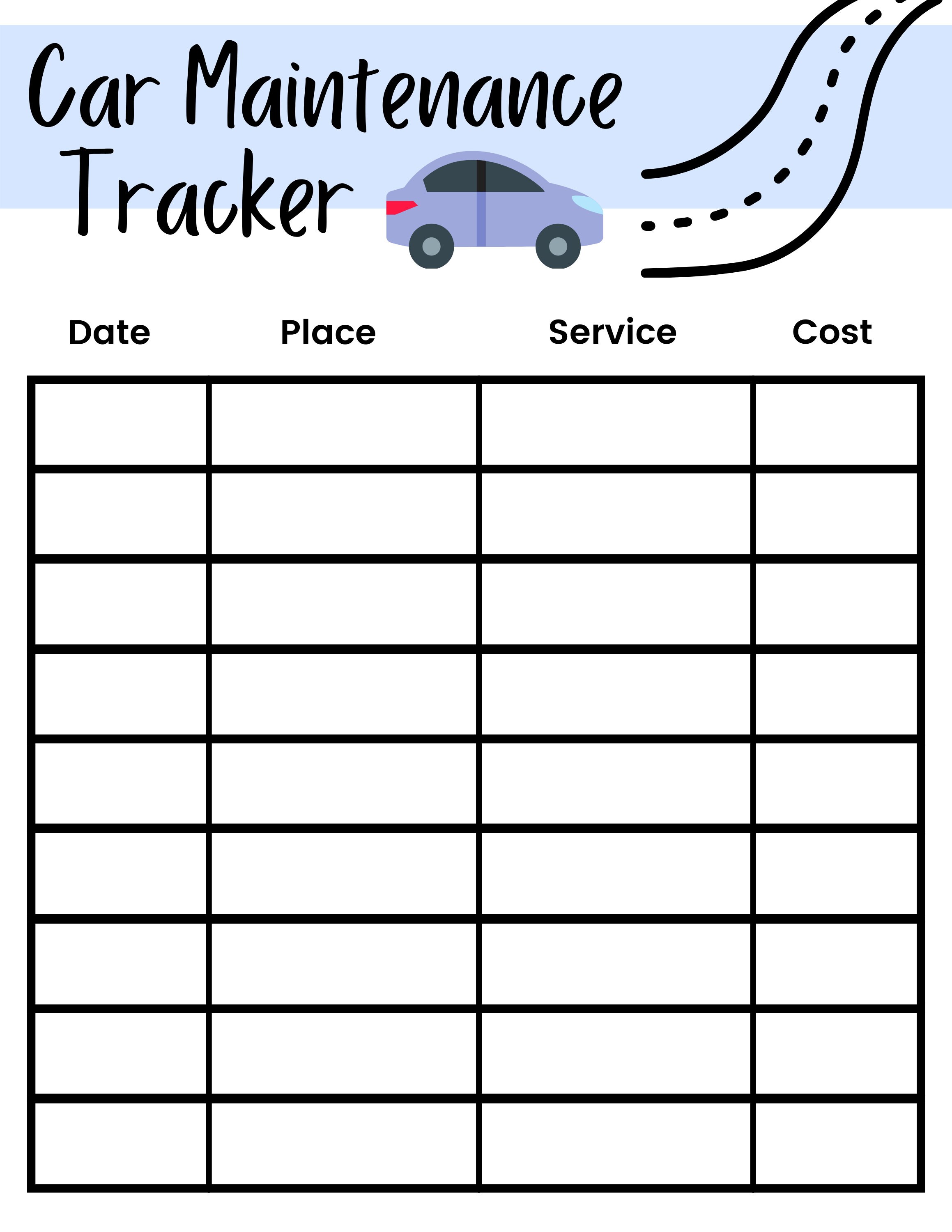 Imperfect Finance Car Maintenance Tracker Etsy