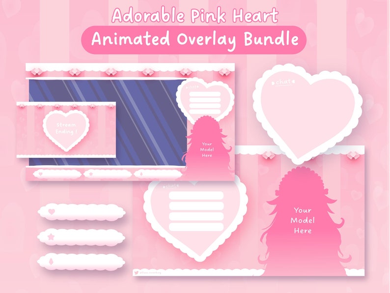 Twitch Pink Overlay Cute Adorable Pink Heart Package | Animated Screens ...