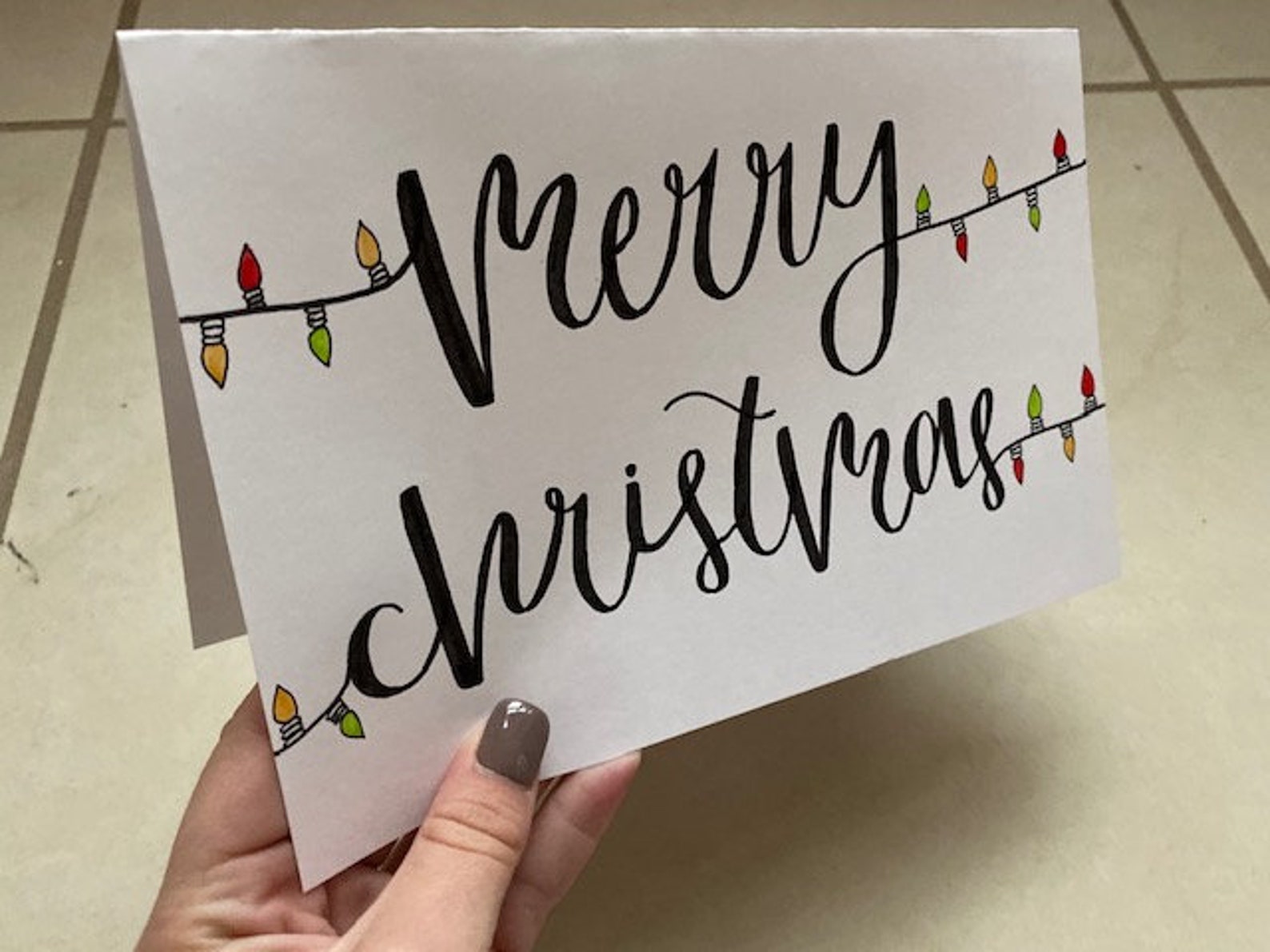 String Lights Christmas Cards Set of 10 Etsy