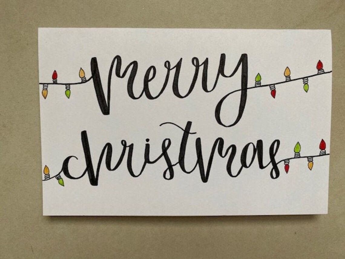 String Lights Christmas Cards Set of 10 Etsy