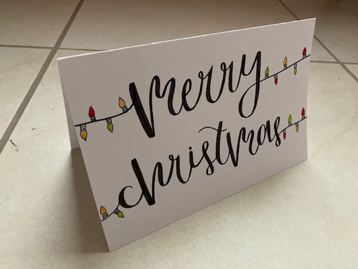String Lights Christmas Cards Set of 10 Etsy