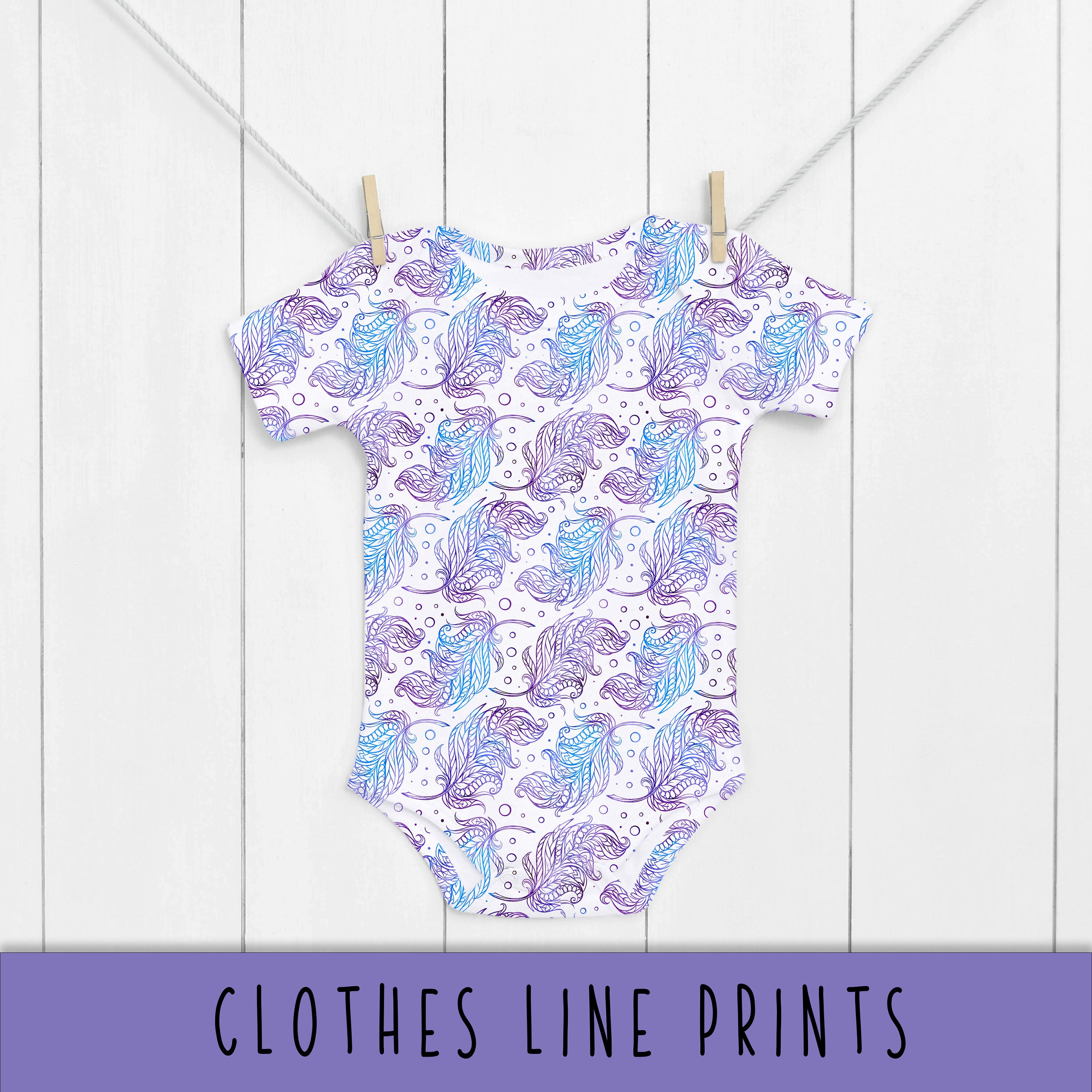 Purple and blue feather onesie baby boy baby girl baby Etsy