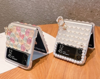Funda de moda con diamantes de imitación y pulsera de perlas para iPhone Air 17e 16 15 Pro Max, Samsung S26 Plus S25 Ultra Z Flip 7FE, Google Pixel 10 9 Pro XL