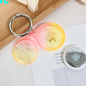 Kätzchen Muster Serie Silikon Apfel Multicolor hängen Schnalle wasserdicht Airtag Fall für Haustier Halsbänder, Rucksäcke, Koffer, Kätzchen Liebhaber Geschenk