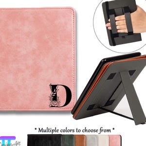Custom Initials flower leather kindle case in multiple colors for kindle colorsoft,paperwhite 12th gen,new kindle 6&quot; 2024 case,gift for her