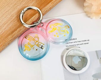 Astronaut pattern series silicone apple multicolor hanging buckle waterproof airtag case for pet collars,backpacks,suitcases,gifts for teens