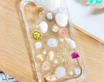 Ocean style shell clear case suitable for iPhone 18 17 Pro Max,Samsung S26 FE S25 S24 Z Flip 8 7FE,Google pixel 11 10 9 Pro XL,Gift for her