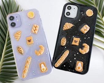 Funda personalizada de resina con diseño de pan de dibujos animados para iPhone Air 17e 16 15 Pro Max, Samsung S26 Plus S25 Ultra Z Flip 7FE, Google Pixel 10 9 Pro XL