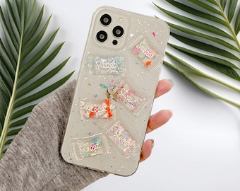 Funda de resina con diseño de caramelos de dibujos animados, hecha a mano, para Samsung Z Flip 7FE Z Fold 7 S26 Ultra S25, iPhone 17 Air 16 15 Pro Max 17e, Google Pixel 10 9 Pro.