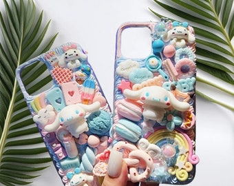Cute cartoon big eared dog 3D cream case for iPhone 15 14 13 12 pro max case, Samsung Z flip fold 4 3 case, samsung s23 s24 ultra case