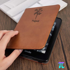 Custodia in pelle personalizzata con fiore del mese di nascita per Kobo Clara Colour, Clara BW, Clara 2E, Libra Colour, Libra 2, Nia 2020, Libra H2O, Clara HD, il regalo migliore