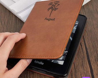 Custom birth month flower leather case for Kobo Clara Colour,Clara BW,Libra Colour,Libra 2,Tolino Shine 5 2024,Vision Color,Vision 6,Shine 3