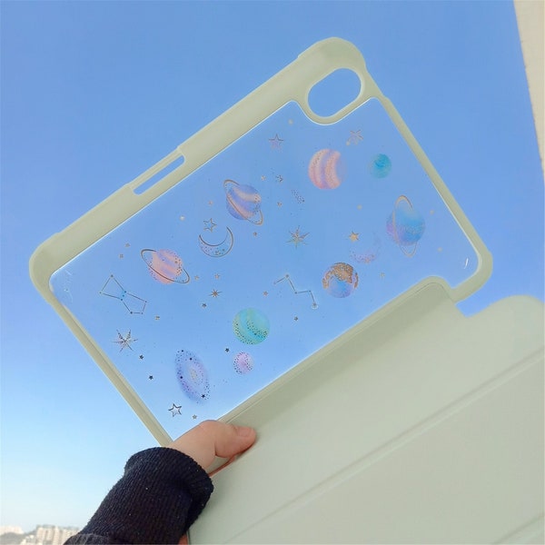Handmade starry sky clear case for Samsung Tab S6 case, iPad mini 6,iPad pro 2020,2021 2022,Samsung Tab S8+ Tab S8 Ultra case