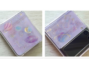 Funda transparente hecha a mano con diseño de cielo estrellado para Samsung S26 FE, S25 Edge, S25 Ultra, Z Flip, 7FE, iPhone 17e, 16 Pro Max, iPhone Air, Google Pixel 10, 9 Pro Fold