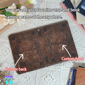 Anpassat namngivet vintage-läderfodral för e-böcker till Kindle Paperwhite 12:e/11:e generationen, Kindle 6 tum, Kindle Oasis-fodral, Kobo Boox, presenter till bokälskare bild 3
