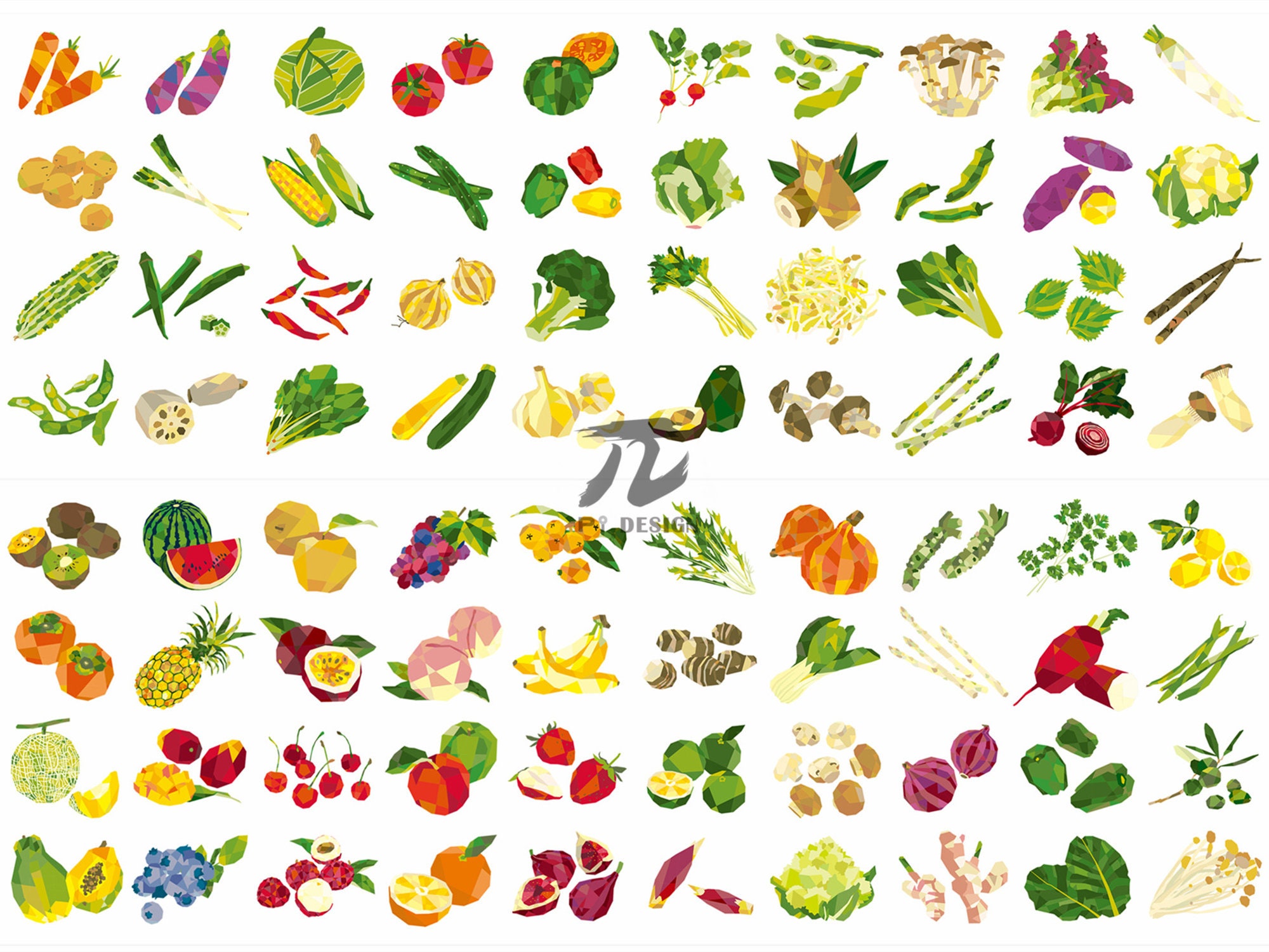 Colorful Fruit Vegetable 80 Patterns ClipArt PNG Images Clip | Etsy