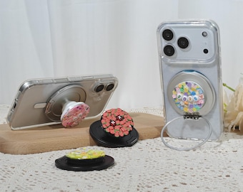 Soporte magnético desmontable para teléfono con diseño de dopamina y espejo, soporte MagSafe multiángulo, soporte MagSafe personalizado con nombre, soporte estético.