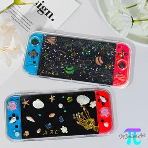 Transparent hard Switch cases custom initials for Switch 2, Switch OLED, Switch Lite, have 12 game card slots, gift for boy game lovers