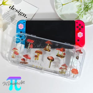 Trippy mushroom design custom initial with glitter case have 12 game card slots for Switch 2,Switch OLED,Switch Lite,gift for Switch player