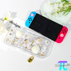 Custom name 3D letter pendants Switch case for Switch 2, Switch OLED,Switch Lite, ocean shells case with game card slot,gift for game lovers
