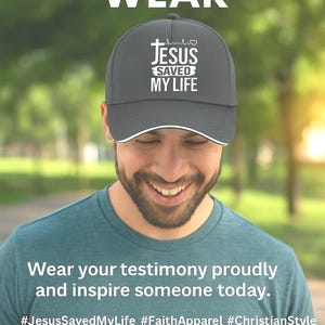 Jesus Saved My Life Christian Baseball Cap – Faith Embroidered Adjustable Hat for Men & Women – Religious Gift, Inspirational Apparel