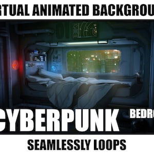 ANIMATED VIRTUAL BACKGROUND | cyberpunk apartment | Instant Digital Download
