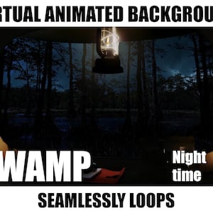 ANIMATED VIRTUAL BACKGROUND | Swamp at Night | Instant Digital Download