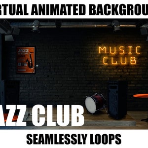 ANIMATED VIRTUAL BACKGROUND | Jazz Club | Instant Digital Download
