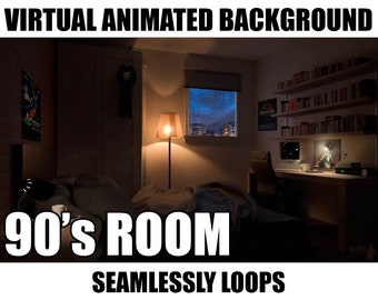 ANIMATED VIRTUAL BACKGROUND | 90's Teen Room | Instant Digital Download