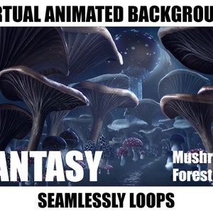 ANIMATED VIRTUAL BACKGROUND | Mushroom Forest | Instant Digital Download