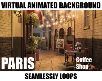 ANIMATED VIRTUAL BACKGROUND | Paris Coffee Shop | Instant Digital Download